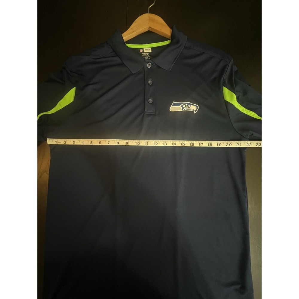 Seattle Seahawks Fanatics Polo Shirt Mens Large Blue Green Colorblock TX3 Cool - Picture 6 of 7